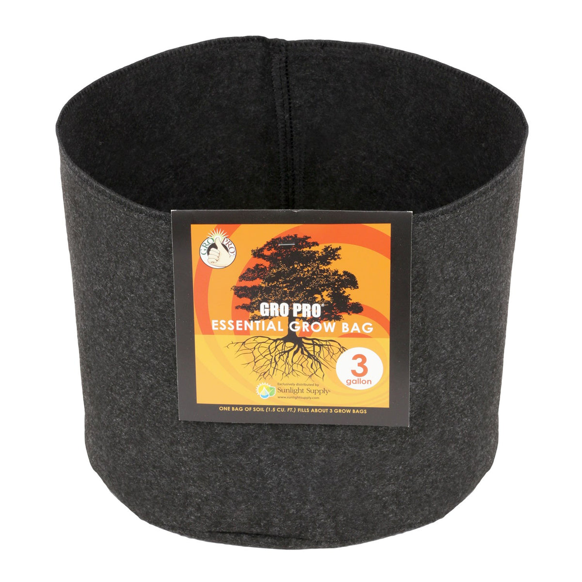 Gro Pro® Essential Fabric Grow Pot 3gal - Round - Black
