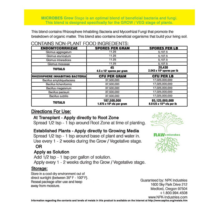 NPK RAW Microbes Grow Stage 25lbs