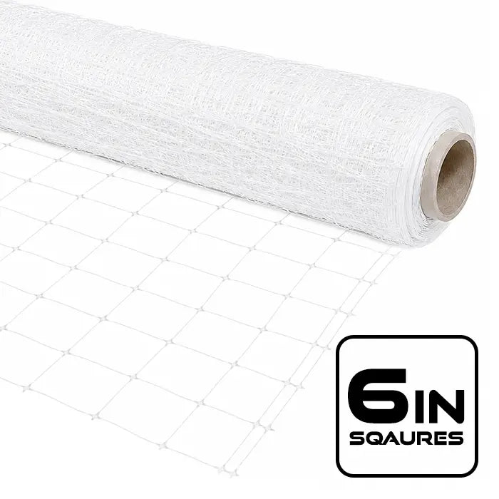 VineLine Durable Plastic Trellis Netting White Roll 10ft x 1000ft w/ 6in Squares
