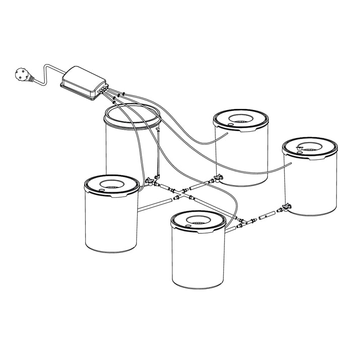GROW1 Deep Water Culture 4 Bucket + Reservoir Complete Kit