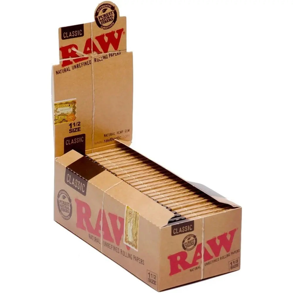 RAW Organic Hemp Papers 1-1/2 33 Leaves/Pack - Box of 25