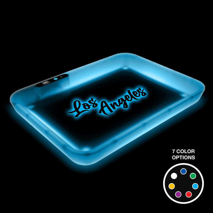 Dope Trays x Los Angeles - white background blue logo