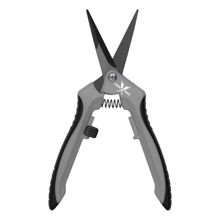 Piranha Pruner Trimming Scissors - Grey Handle & Straight Black Fluorine Blade