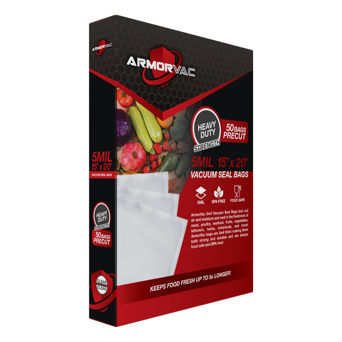 ArmorVac 15”x20” 5mil Precut Vacuum Seal Bags All Clear (50 Pack)