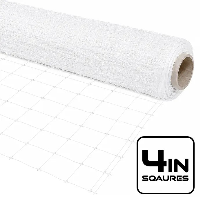 VineLine Durable Plastic Trellis Netting White Roll 10ft x 3300ft w/ 4in Squares