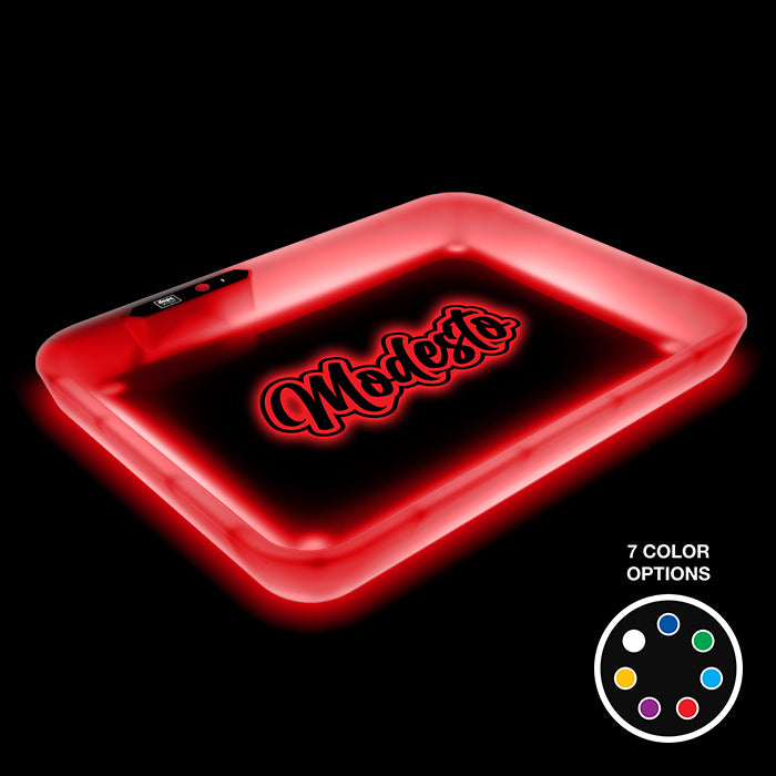Dope Trays x Modesto – Red Background White logo