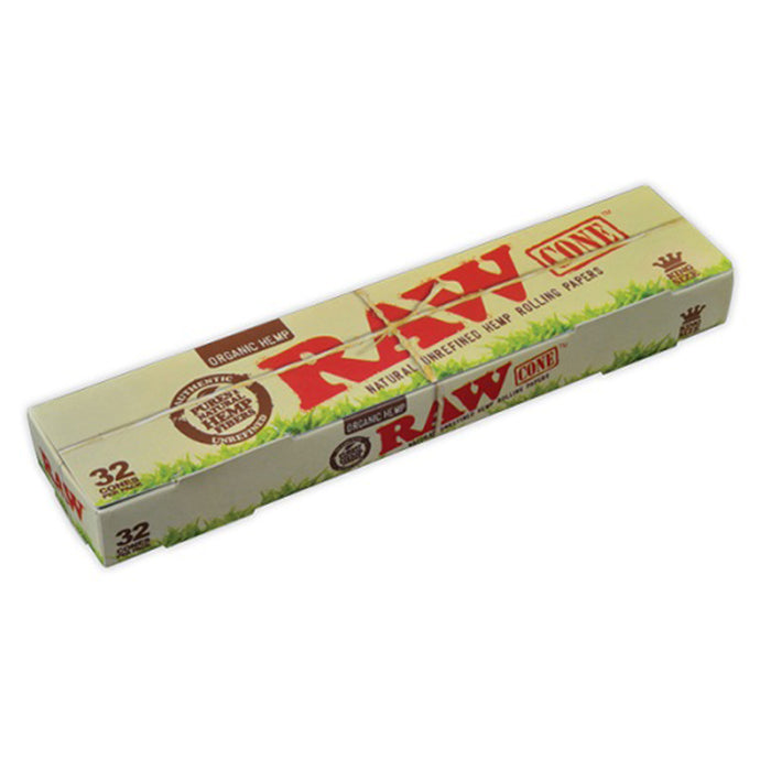 RAW Organic Hemp Cones Kingsize 3 Cones/Pack - Box of 32