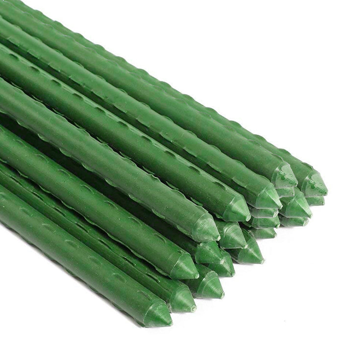 Grow1 6ft Steel Stake Plant Supports - Green 7/16" 20pcs