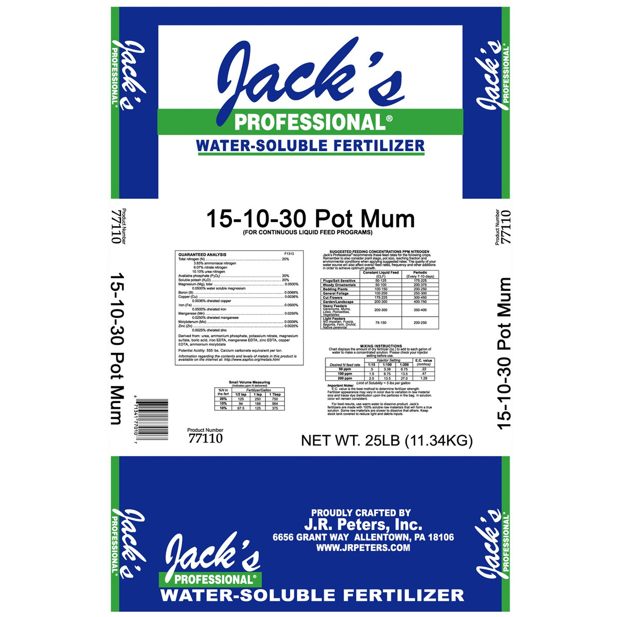 Jack's Professional® 15-10-30 Pot Mum Fertilizer 25lb