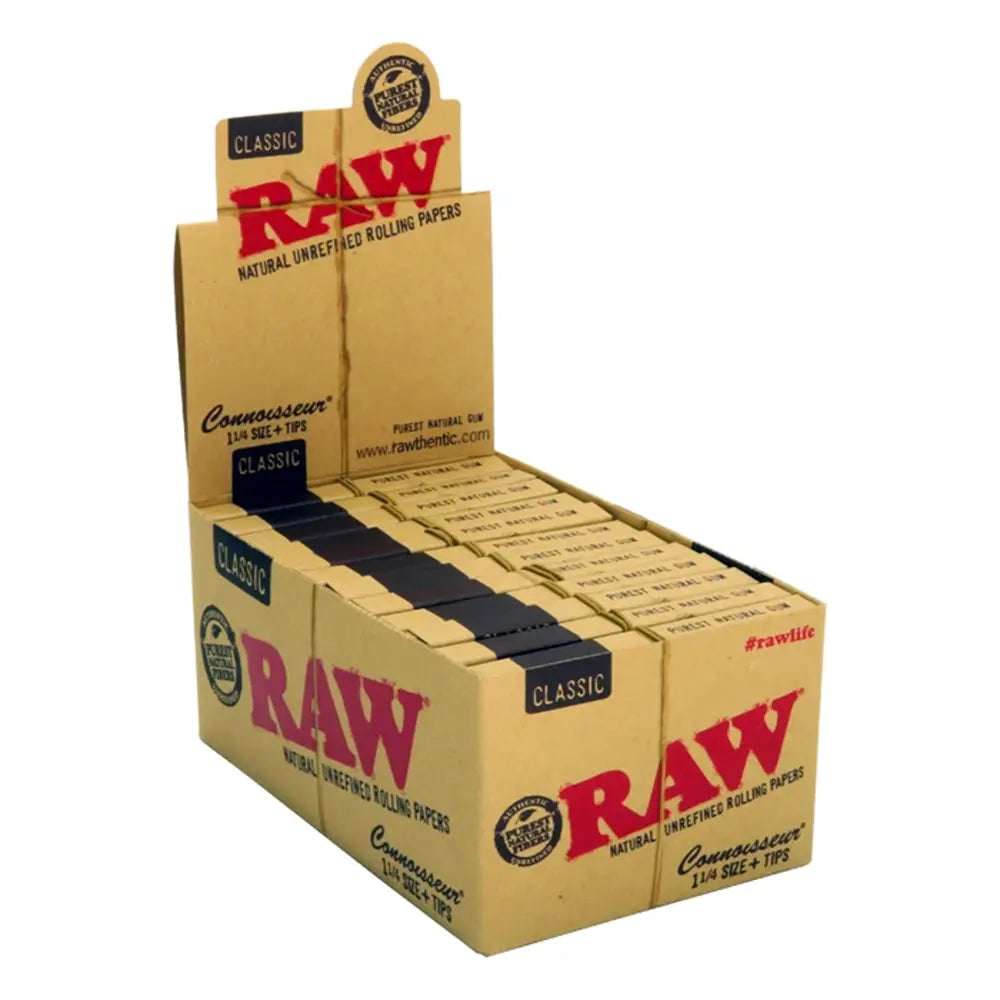 RAW Classic Connoisseur Papers 1-1/4'' 32 Leaves/Pack - Box of 24