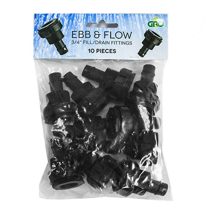 GROW1 Ebb & Flow 3/4in Fill/Drain Fittings (10pcs/Bag)