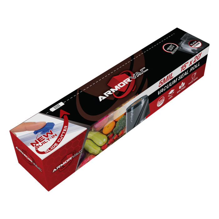 ArmorVac 15" x 20' 5mil Vacuum Seal Bags Black & Clear w/ Slide Cutter