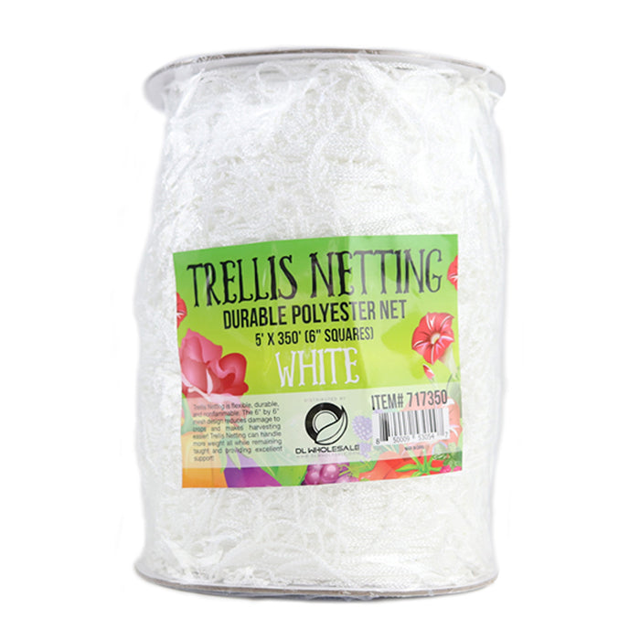 5'x350' Trellis Netting Roll White 6" Mesh Squares