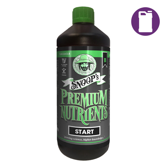 Snoop's Premium Nutrients Start B 1ltr 0-2.6-4.3 (Soil, Hydro Run To Waste - Hydro Recirculating)