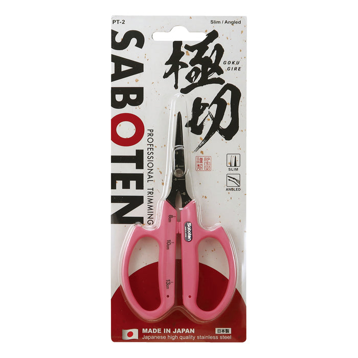 Saboten Fluorine Coated Angled Blade Trimming Scissors Pink (PT-2)