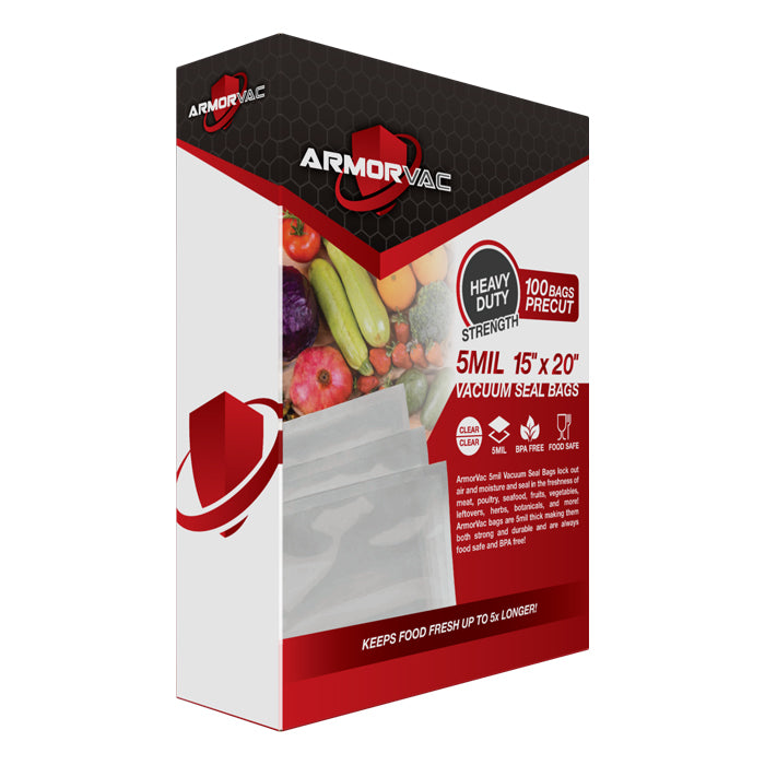 ArmorVac 15”x20” 5mil Precut Vacuum Seal Bags All Clear (100 Pack)
