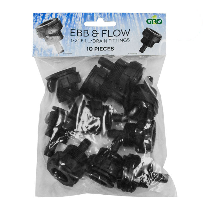 GROW1 Ebb & Flow 1/2in Fill/Drain Fittings (10pcs/Bag)