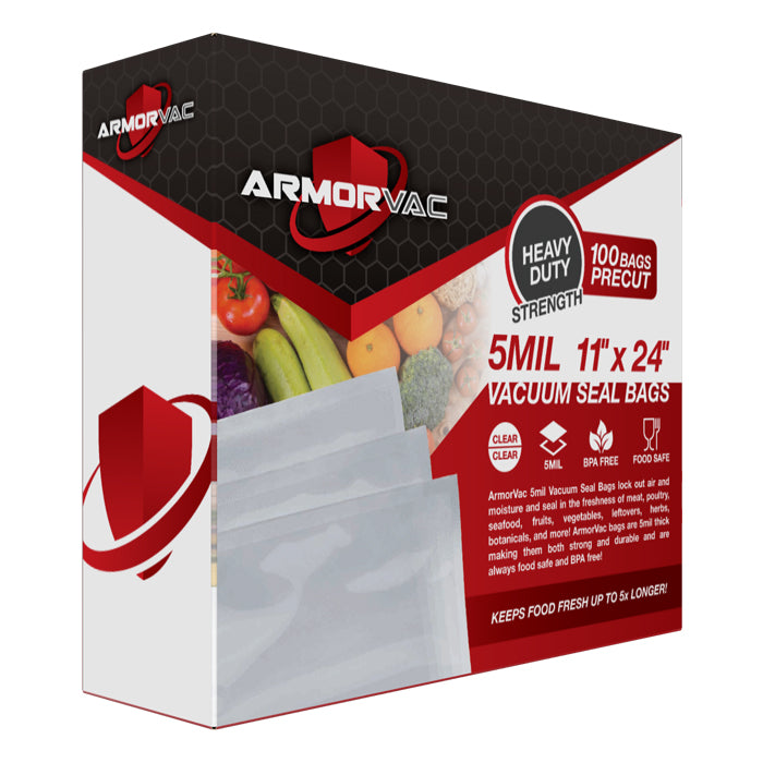 ArmorVac 11”x24” 5mil Precut Vacuum Seal Bags All Clear (100 Pack)