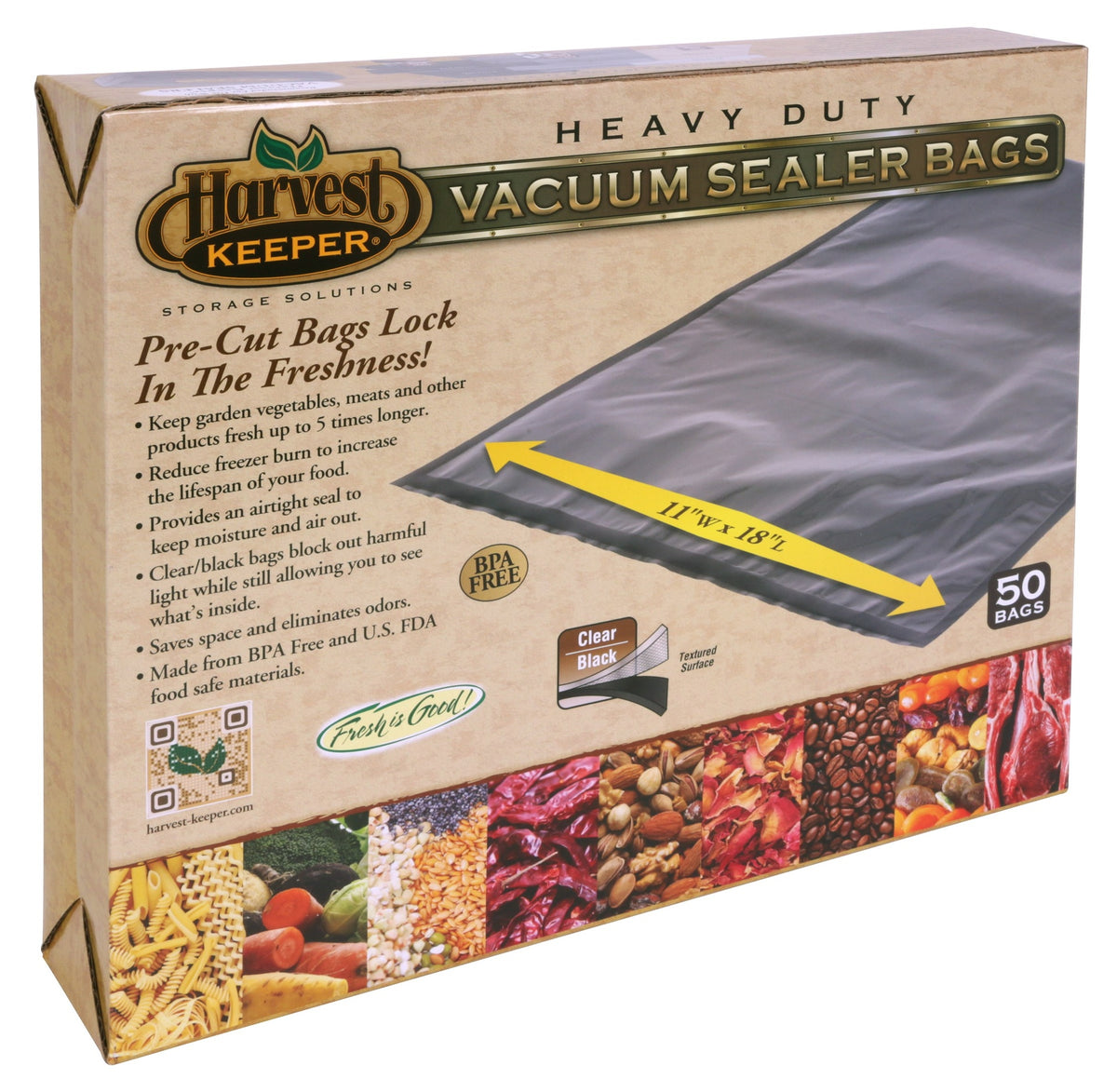 Harvest Keeper Vacuum Bags 50pk 11in x 18in - Black/Clear