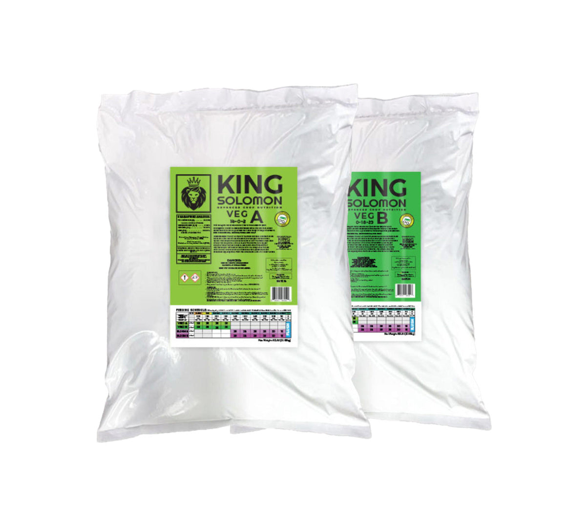 King Solomon Veg Commercial Nutrient Kit, Veg A and Veg B, 50 lb bag of each